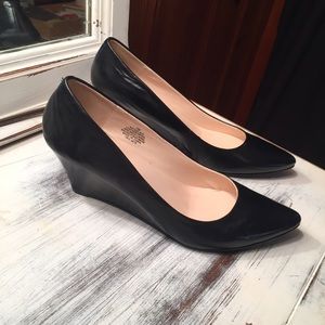 Nine West Black Leather Wedge Heel