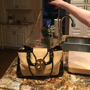 Tory Burch Straw/Patent Bag