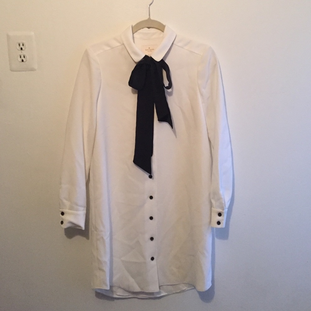 Kate Spade white shirt dress with tie