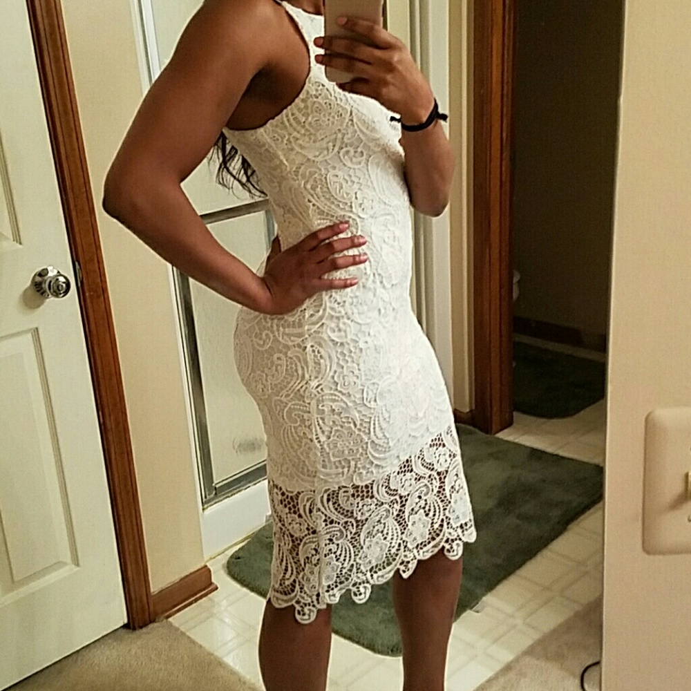 White Midi Crochet Dress