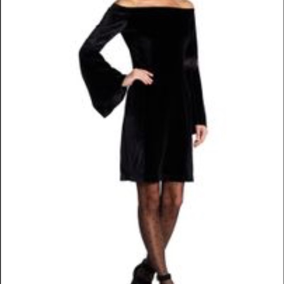 velvet off the shoulder dress in silver grey - Picture 1 of 2