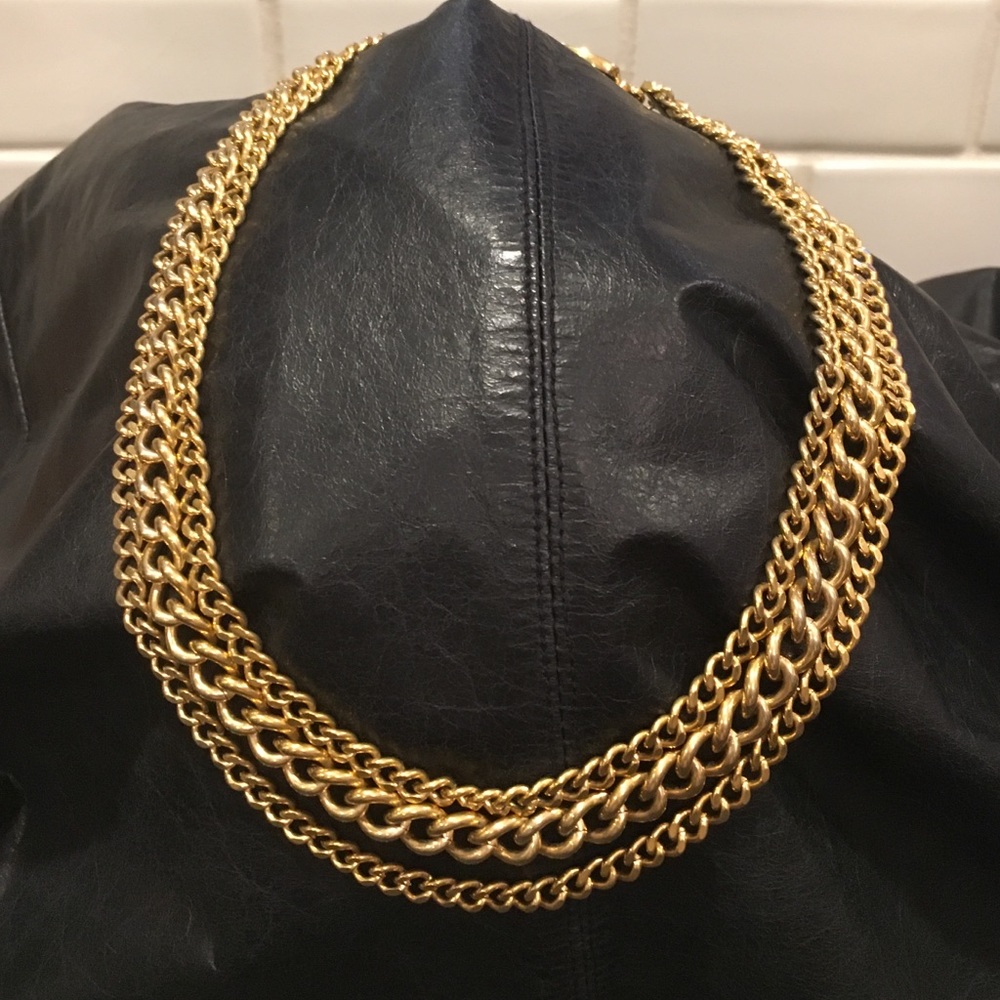 Triple chain link necklace