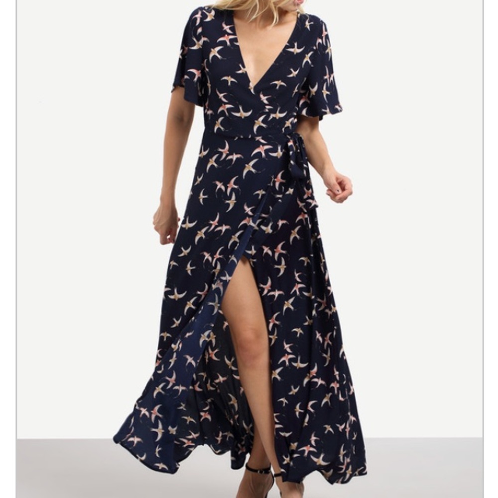 Blue bird maxi dress