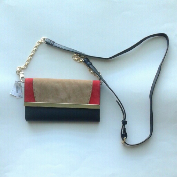 White House Black Market Handbags - Color block red brown crossbow wallet bag SOLD!!