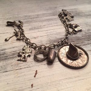 Vintage Cowboy Western Theme Charm Bracelet