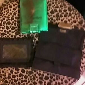 Black change purse brush holder and  lipstick case