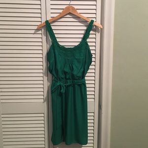 Green mini dress.