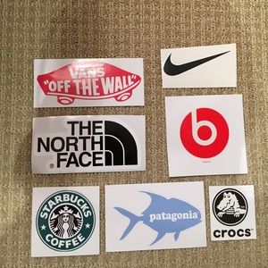 pack of 7 brand stickers