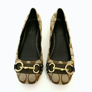 Coach "Bliss" Ballet Flats with Gold Hardware