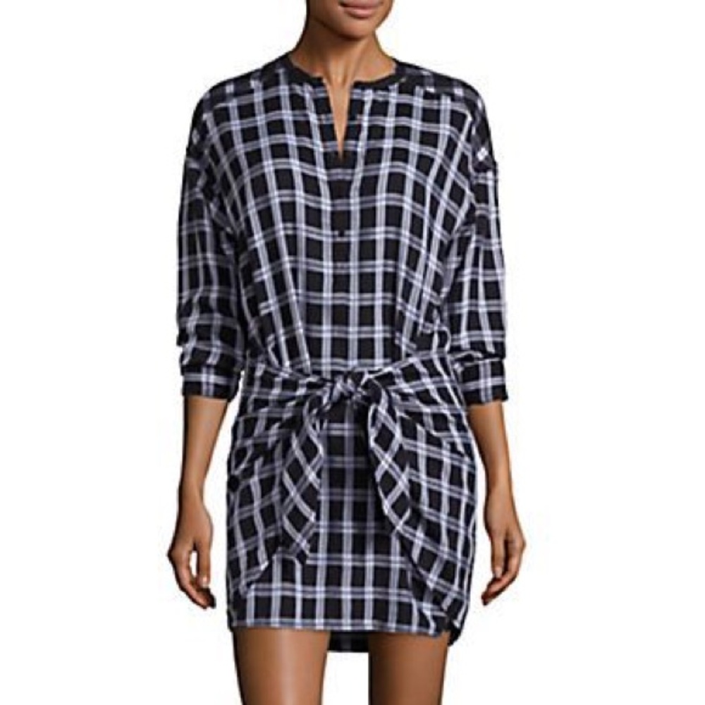 🎉HP! Rag & Bone Plaid Tie Front Cotton Wrap Dress