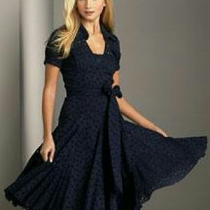 Banana Republic navy blue eyelet wrap dress
