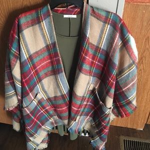 Plaid poncho