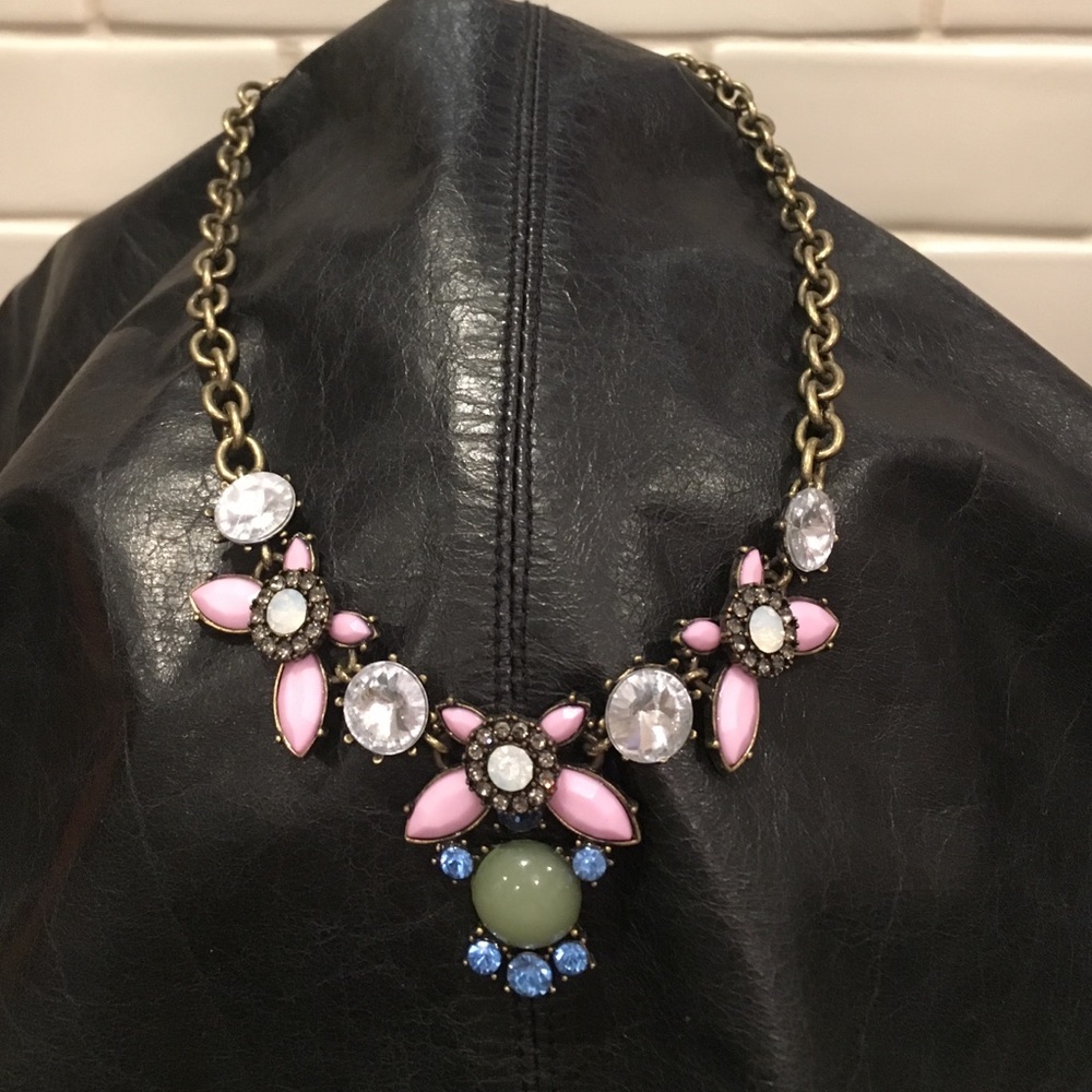 Chunky rhinestone and enameled gem necklace