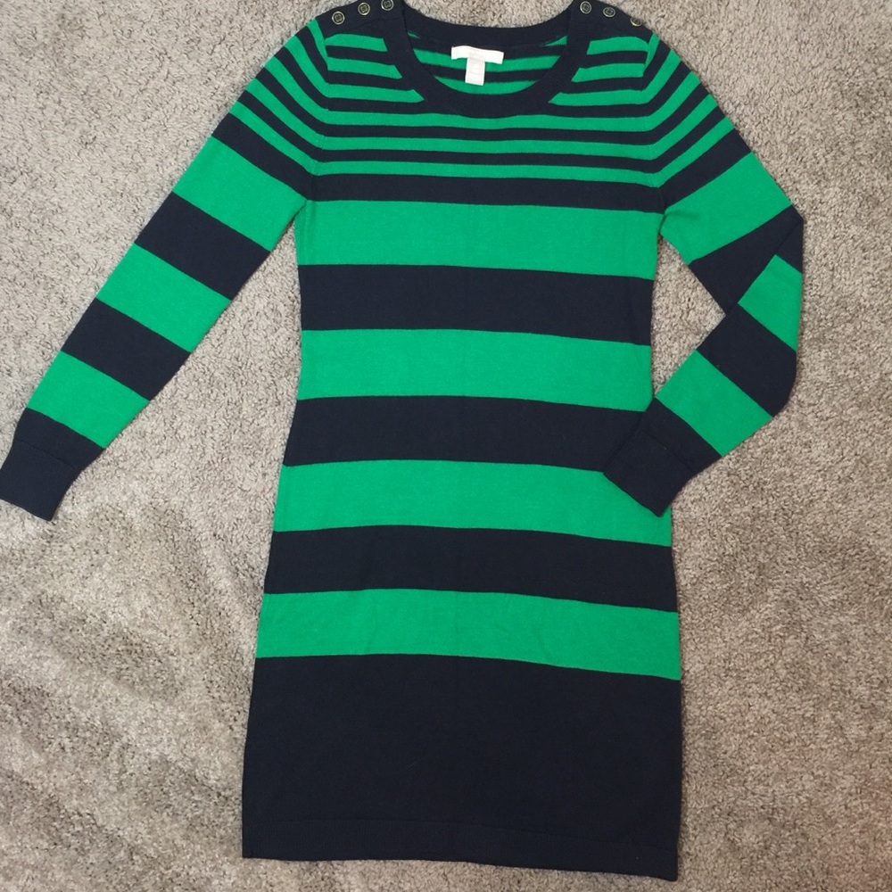 Banana Republic Long- Sleeve Striped Sweater Dress