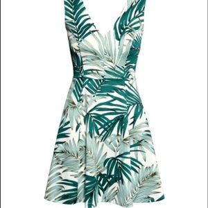 Palm Leaf Green Patterned Jersey Dress