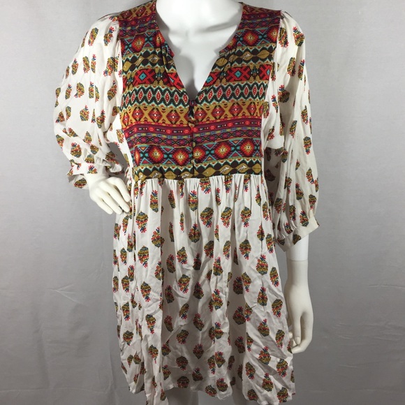 Impeccable Pig multi color print dress 3/4 sleeves - Picture 1 of 3