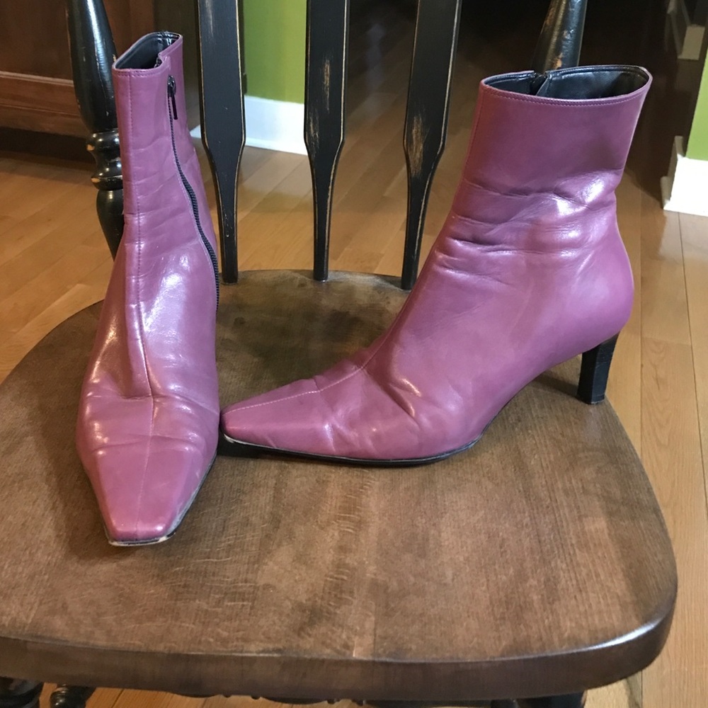 Leather purple booties