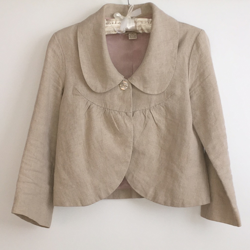 Anthro Elevenses Linen Bolero Jacket