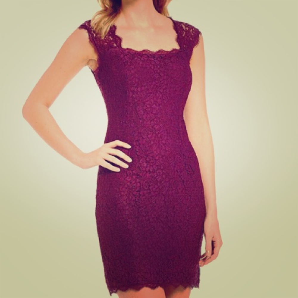 Adrianna Papell Cap Sleeve Lace Sheath Dress