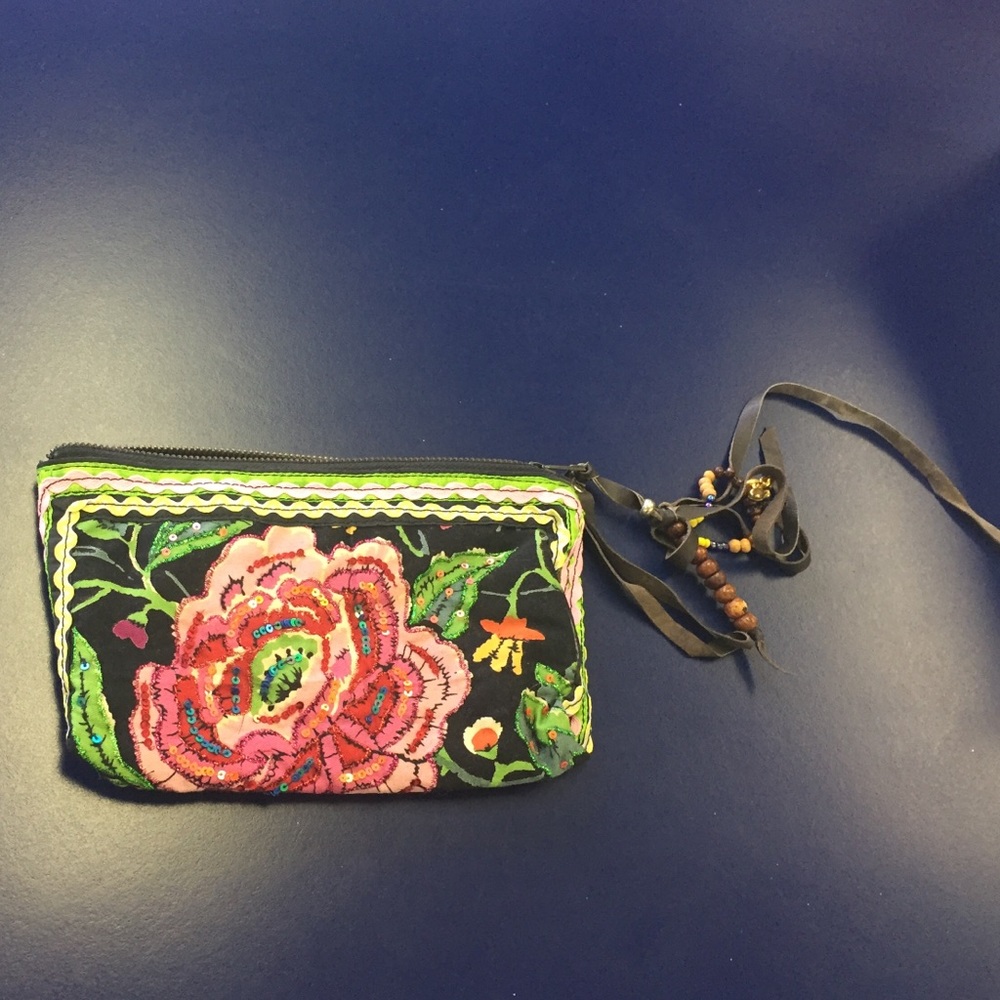One day! Flowered, beaded clutch