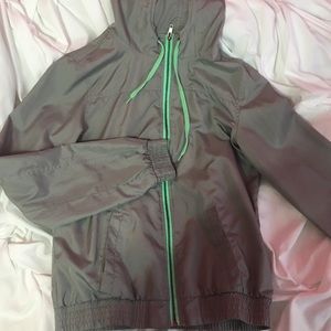 Grey and turquoise windbreaker