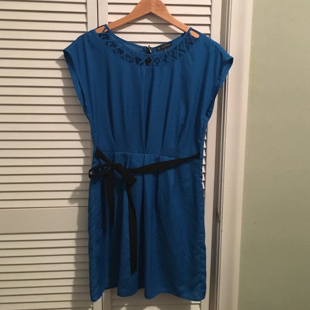 Vibrant blue dress.