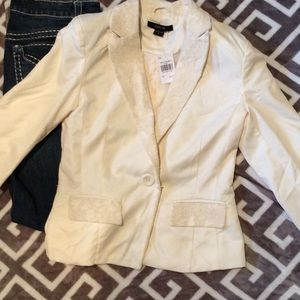 Cream lightweight Blazer with lace embellishment