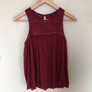 Burgundy American Eagle embroidered top