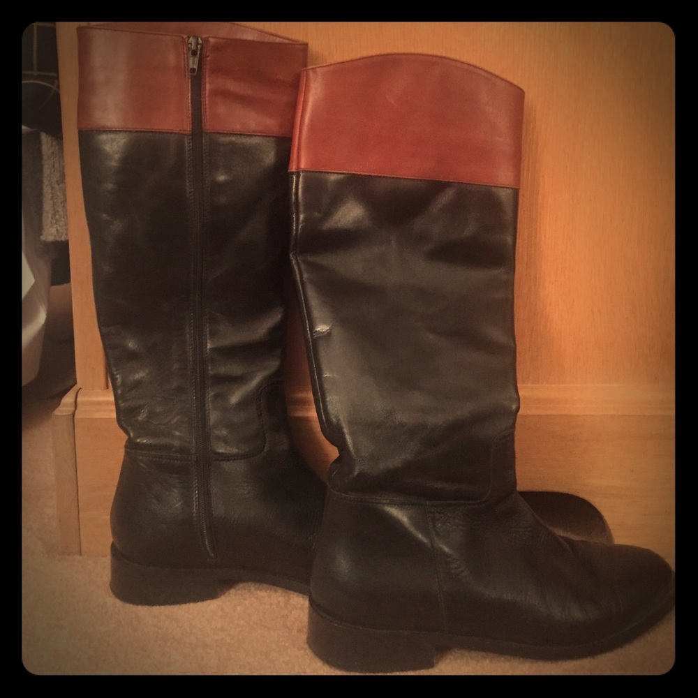 Two tone real leather boots