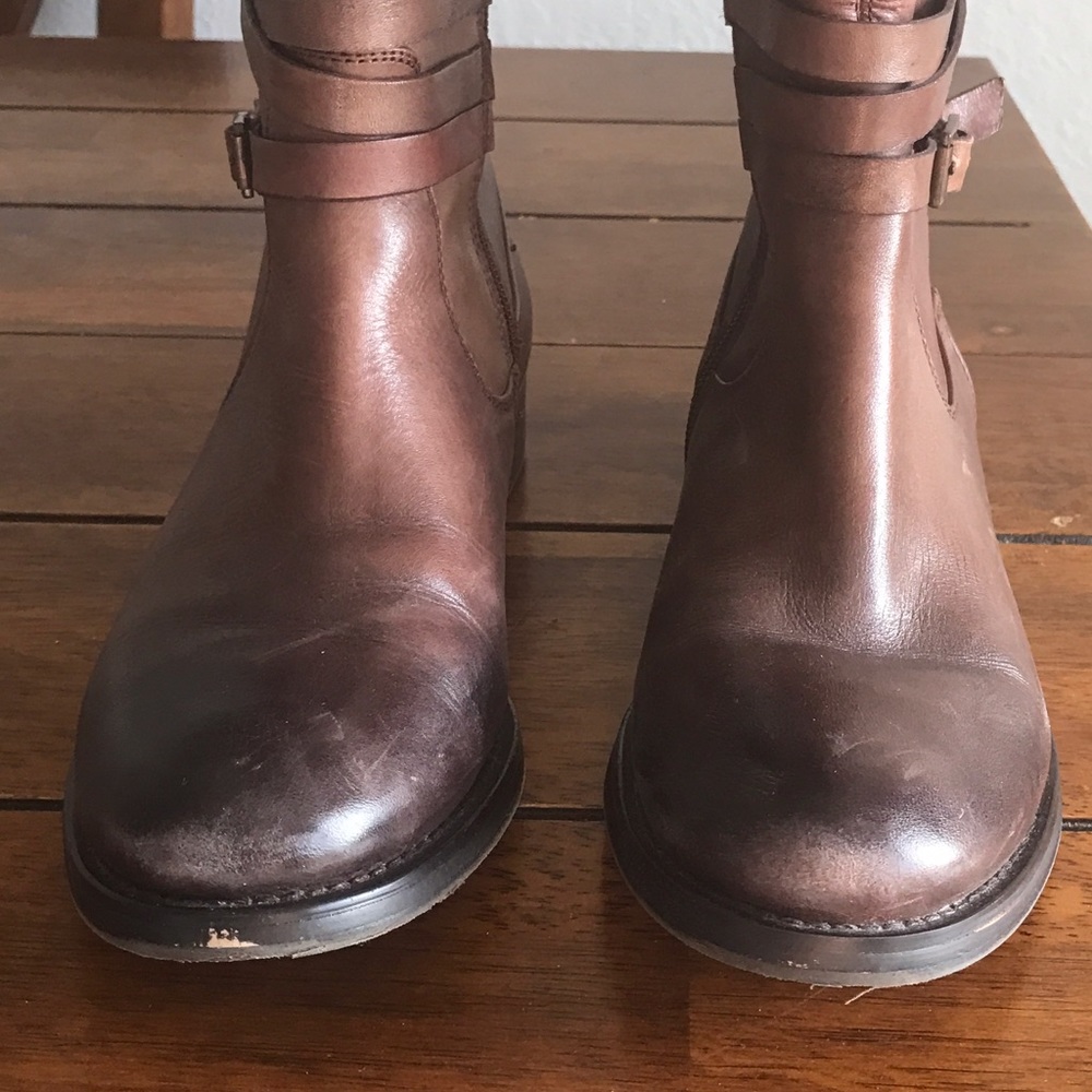 Brown leather boots