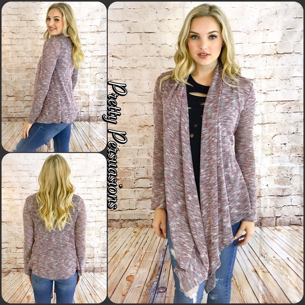 NWT Open Front Draped Marled Knit Cardigan - Picture 4 of 4