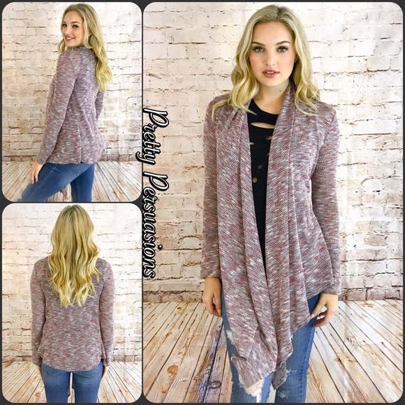 NWT Open Front Draped Marled Knit Cardigan - Picture 4 of 4