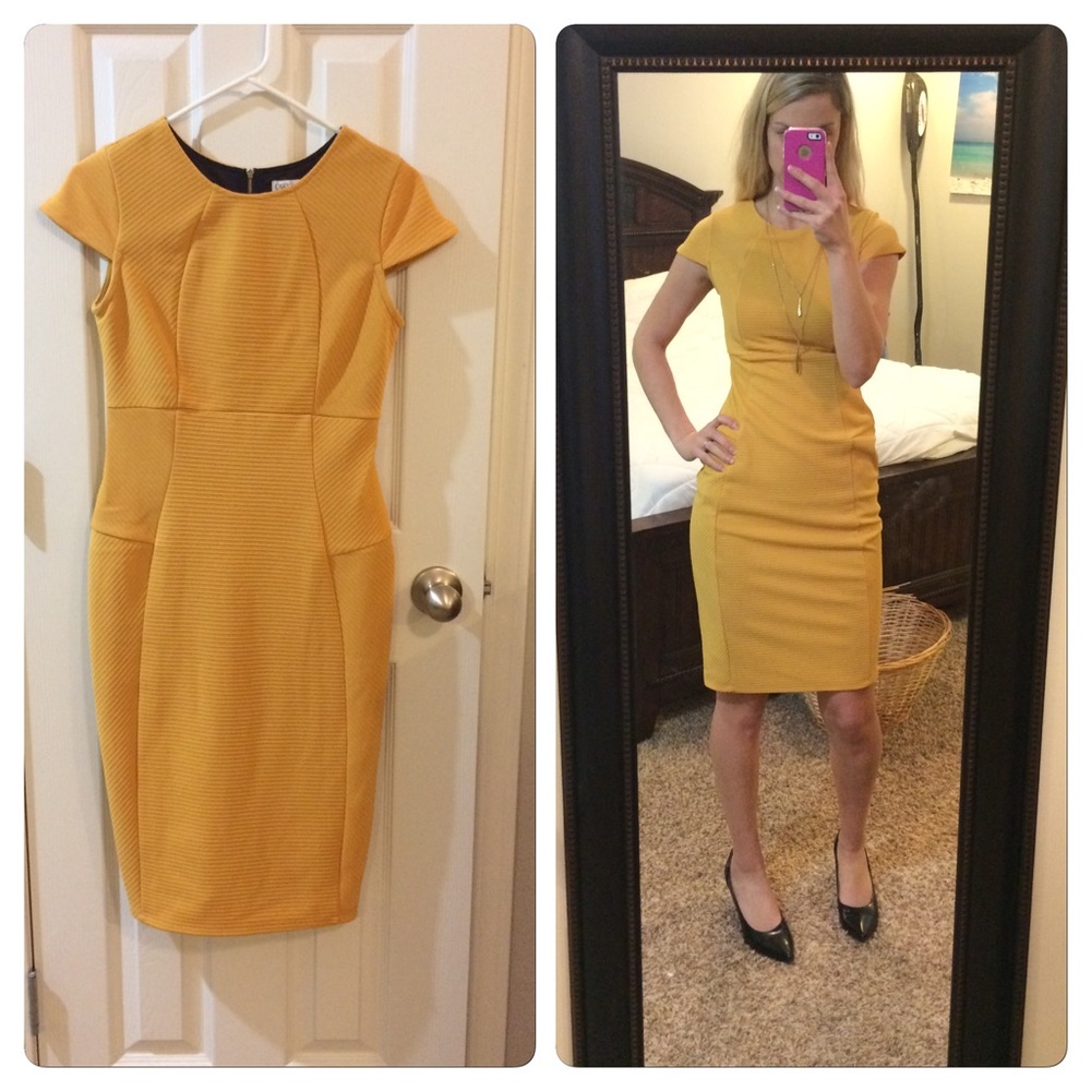 Mustard yellow sheath dress