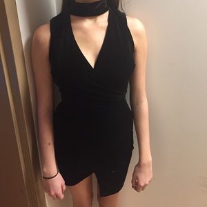 High Neck Wrap Bodycon Dress