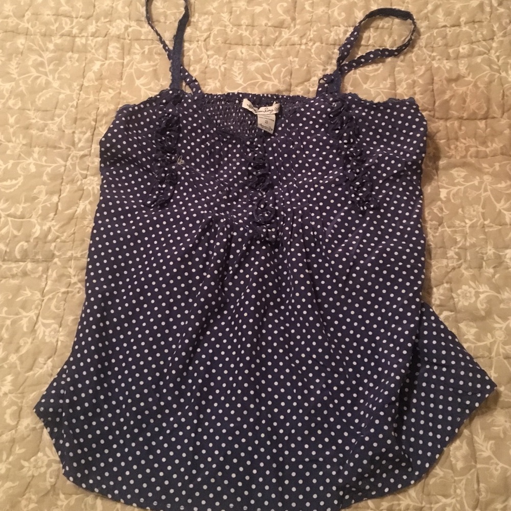 Blue and white Polk a dot tank