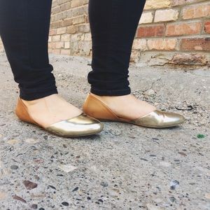 Muted Gold + Cognac Flats