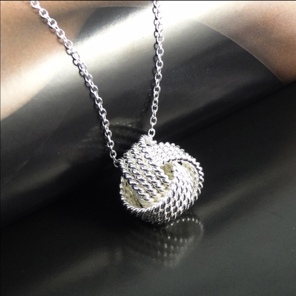 925 Silver Sterling Plated Necklace Roseball