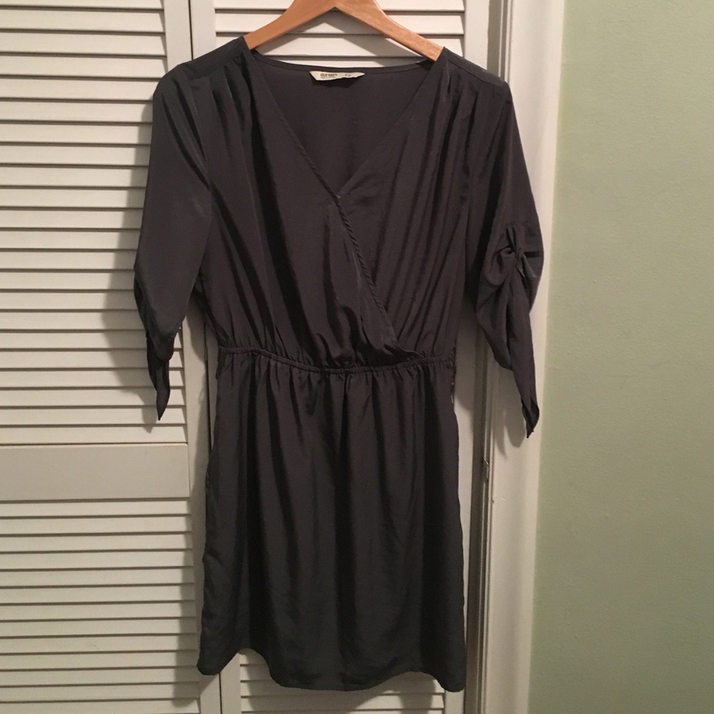 Dark olive green dress.