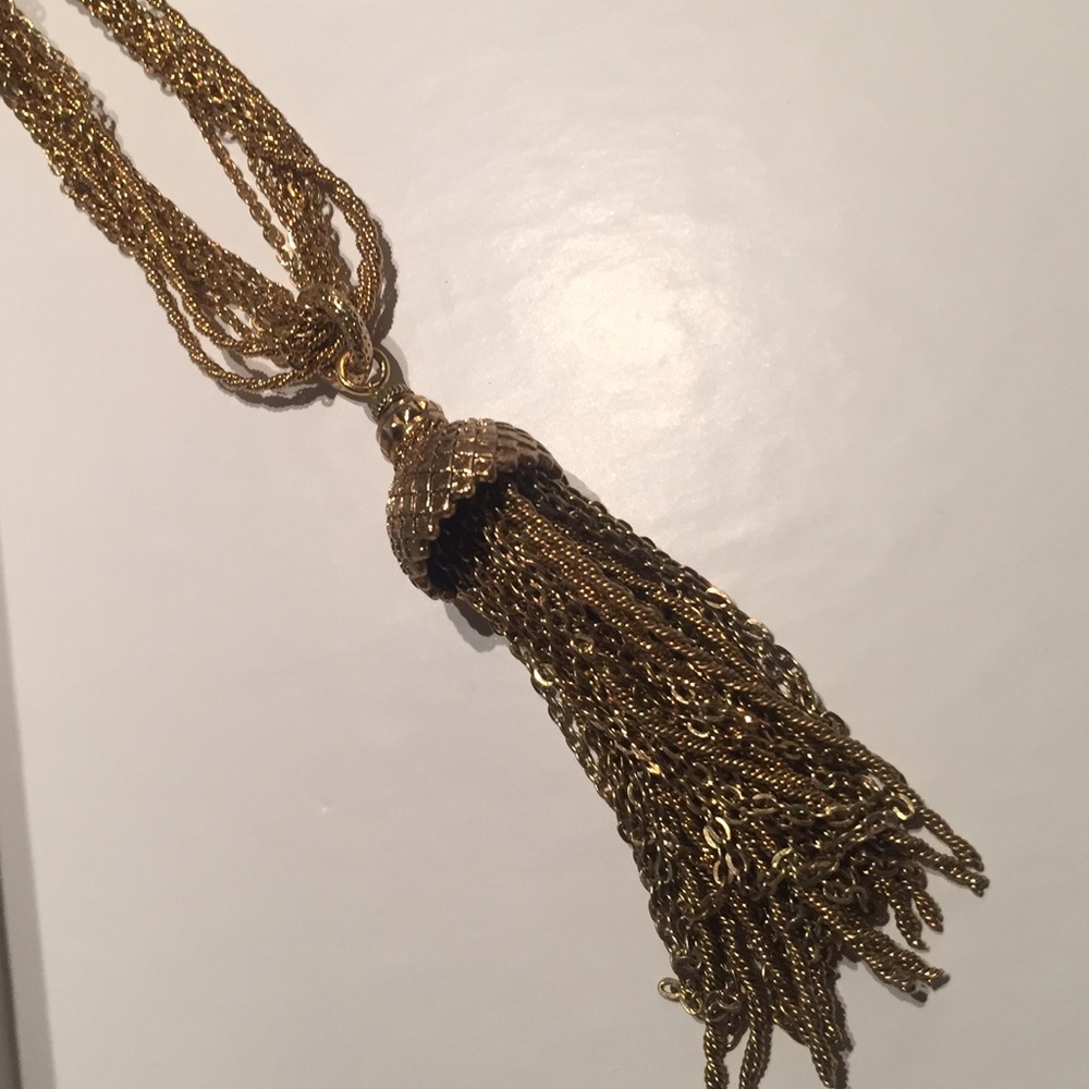 Banana Republic Gold Multi-Chain Tassel Necklace