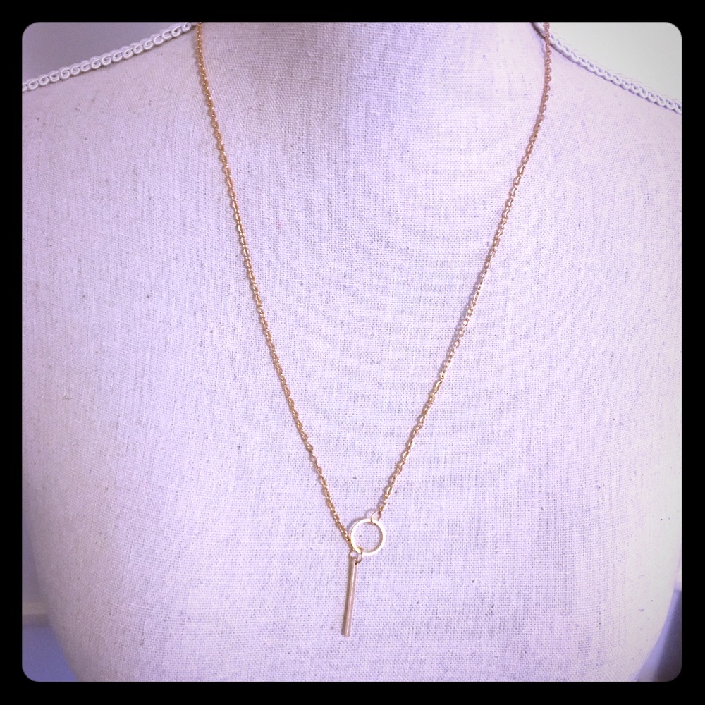 Rose Gold Circle & Bar Necklace