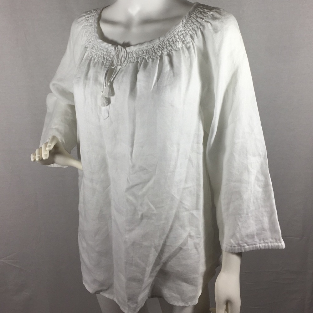 Jones New York White Linen Blouse