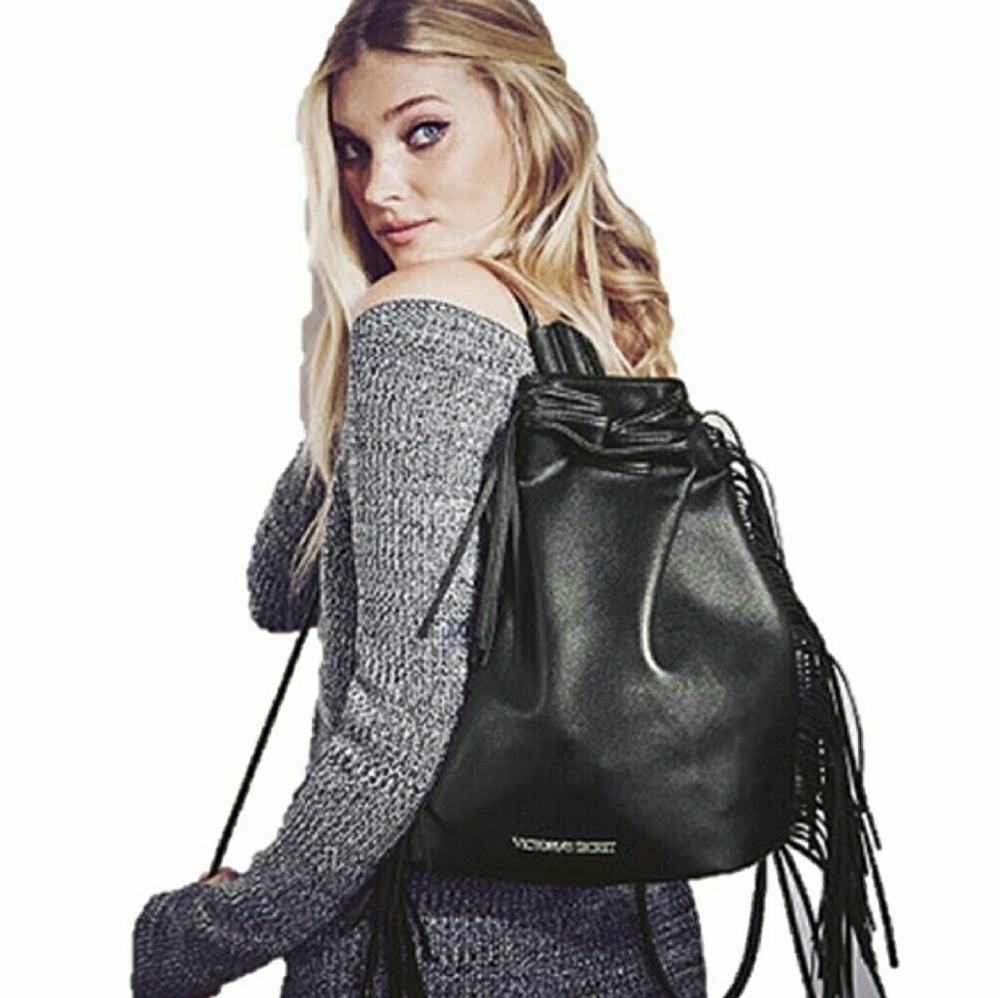 Victoria's Secret black fringe backpack new