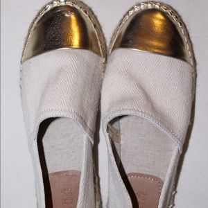 Zara Tan and Gold Flats, Like New