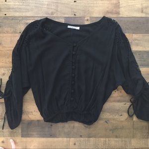 Black Tiara Hawaii Cropped peasant top!