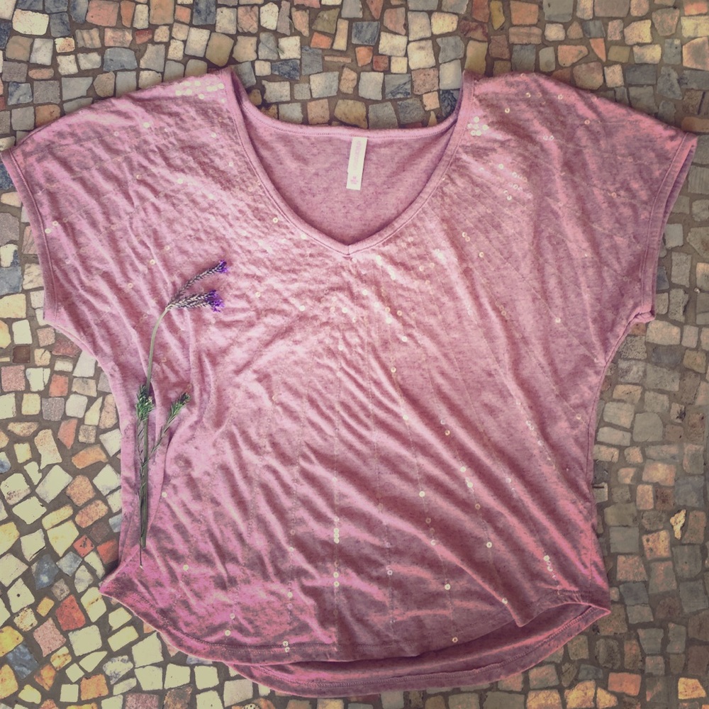 Flows pink top with clear sequin detail