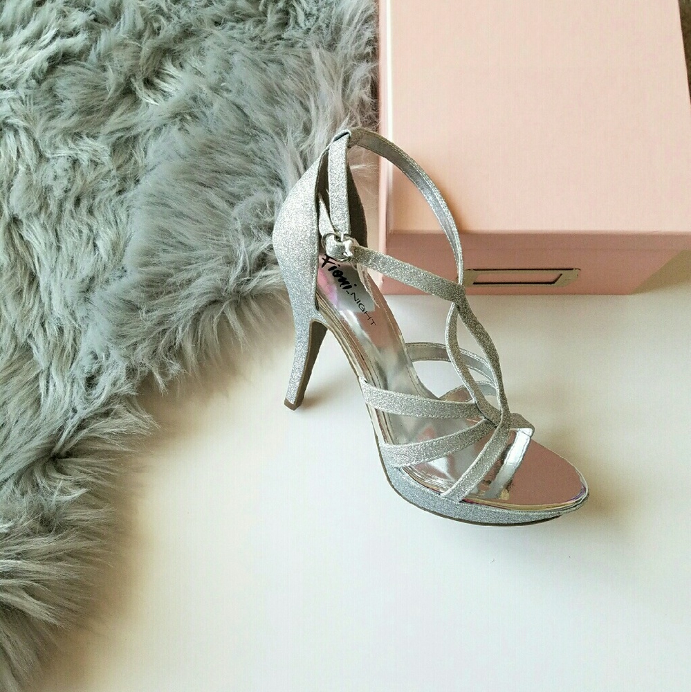 Silver Glitter Heels by Fioni Night