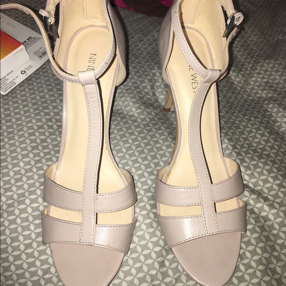 Open toe beige heels