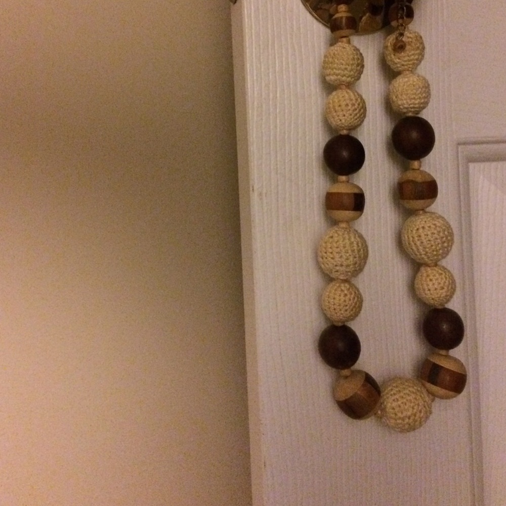 Wooden and knit bead necklace!