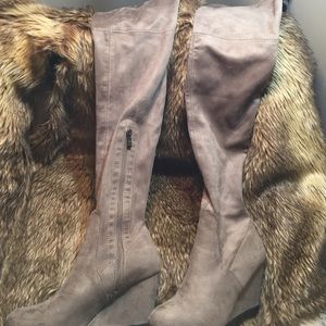 Taupe knee high boots