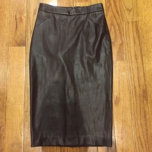 Zara burgundy faux leather pencil skirt